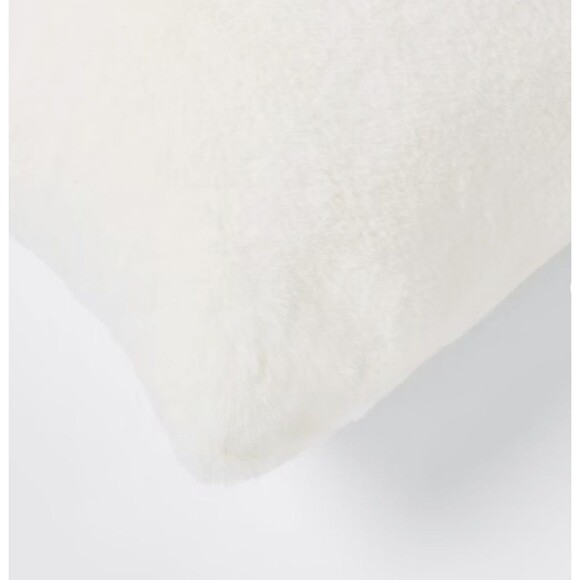 Faux Rabbit Fur Throw Pillow - White - Threshold - NEW - Picture 3 of 5